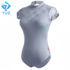 YUQ Custom Made Short Sleeve Mesh Ballet Dance Leotard Clothes With Turtle Neck
